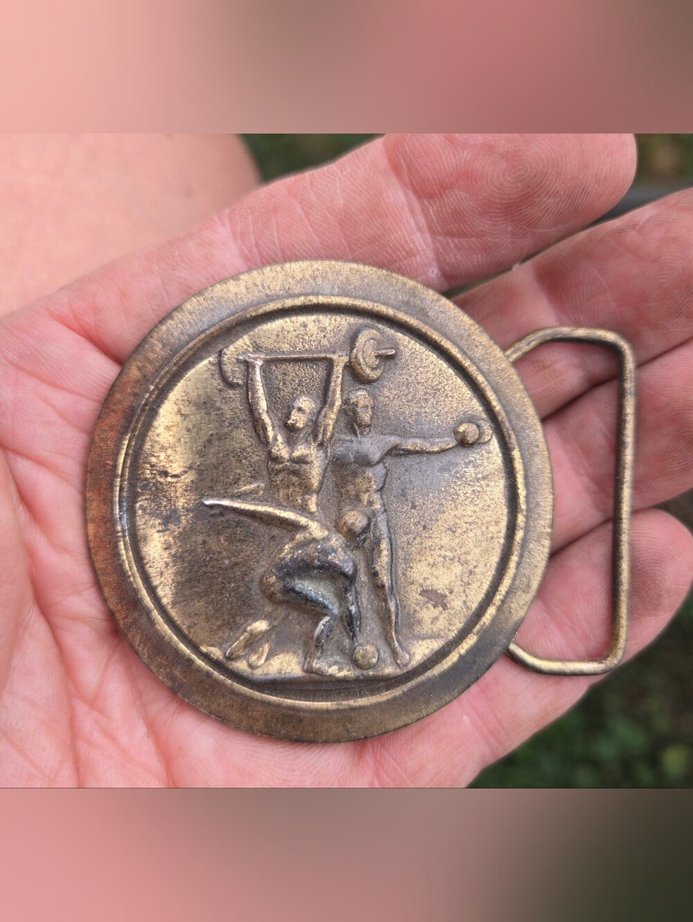 1977 The Great American Buckle Co. Weightlifting Belt Buckle